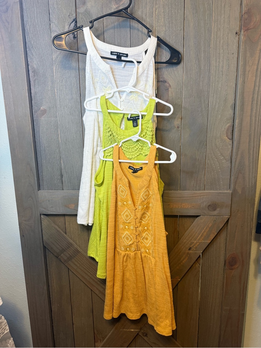 Cable & Gauge Women's Crochet & Knit Tank Tops - White, Lime, Mustard